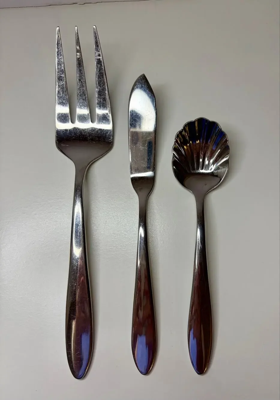 Oneida Mooncrest Stainless Steel 3 Pc Serving Set Fork Butter Knife Sugar Spoon